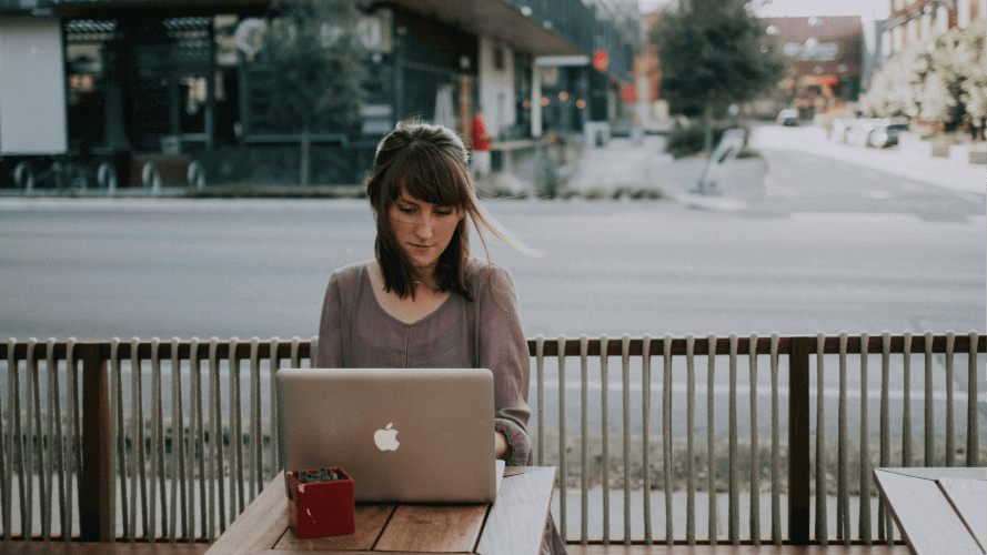 A photographer researching copyright compliance