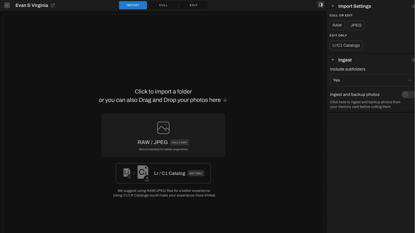 A Brand New Way to Cull & Edit – Unveiling the Aftershoot Tab Bar All new way to import images into Aftershoot.