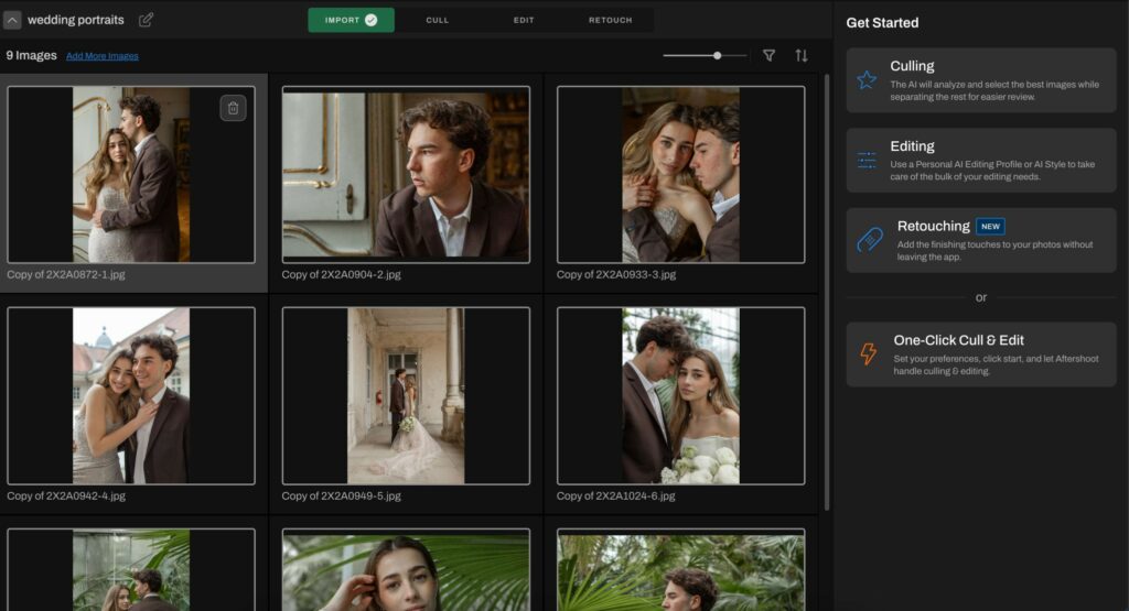 import your wedding photos