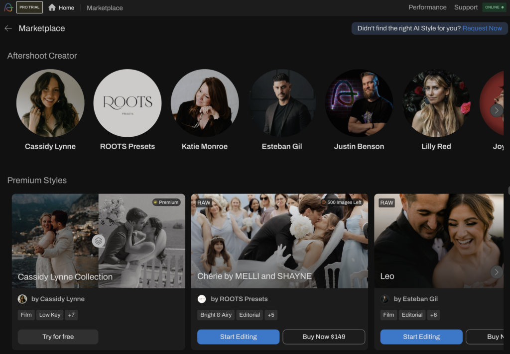 browsing the Aftershoot marketplace