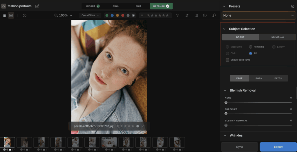 Aftershoot AI retouching