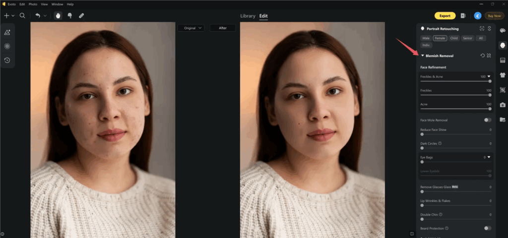 Evoto retouching dashboard
