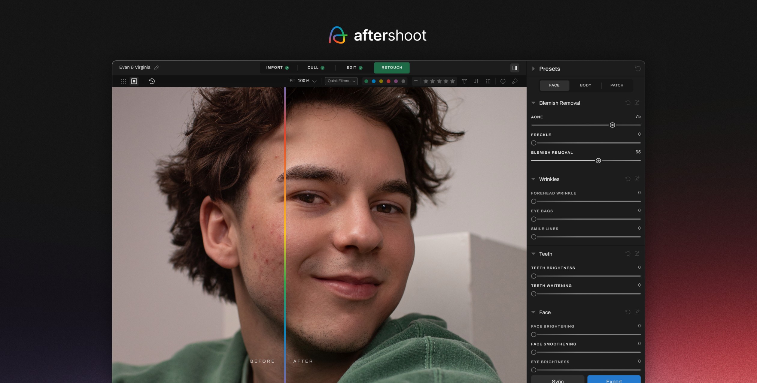 Aftershoot AI Retouching Is Here! blemish removal