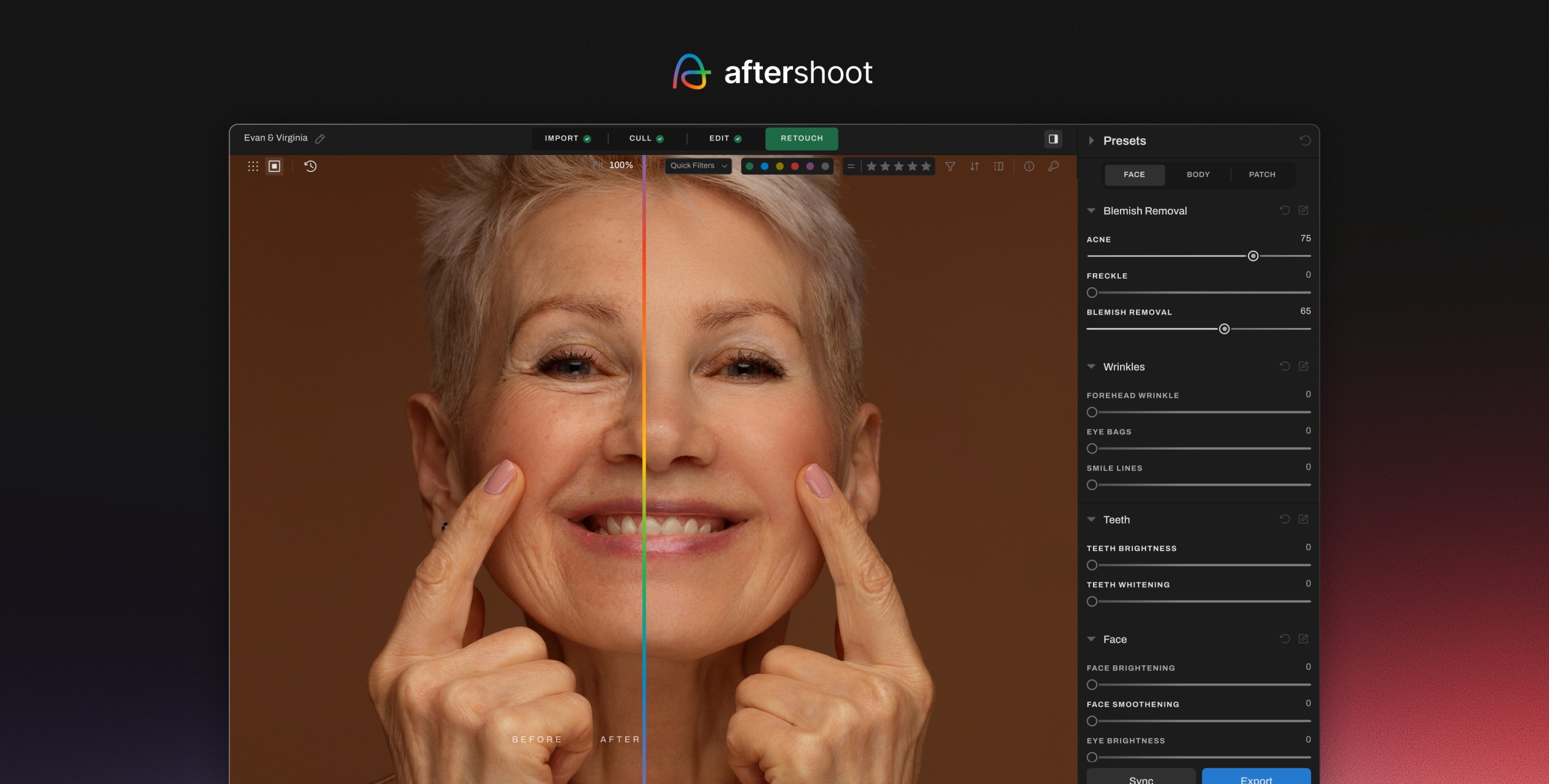 Aftershoot AI Retouching Is Here! wrinkle reduction