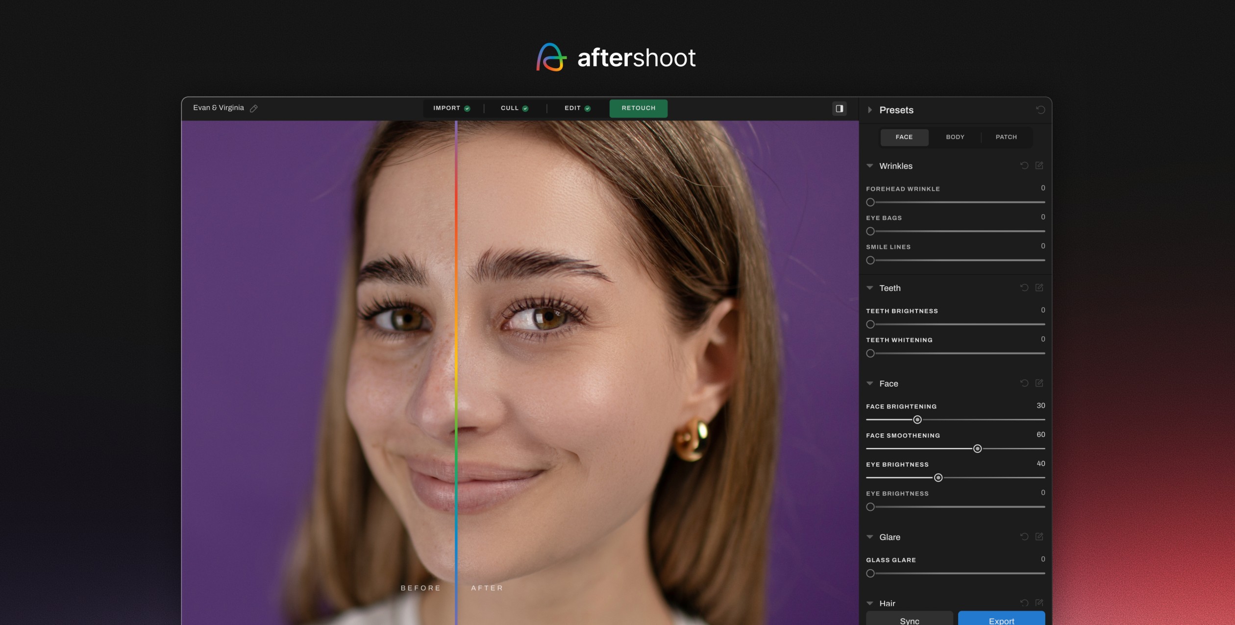 Aftershoot AI Retouching Is Here! face retouching