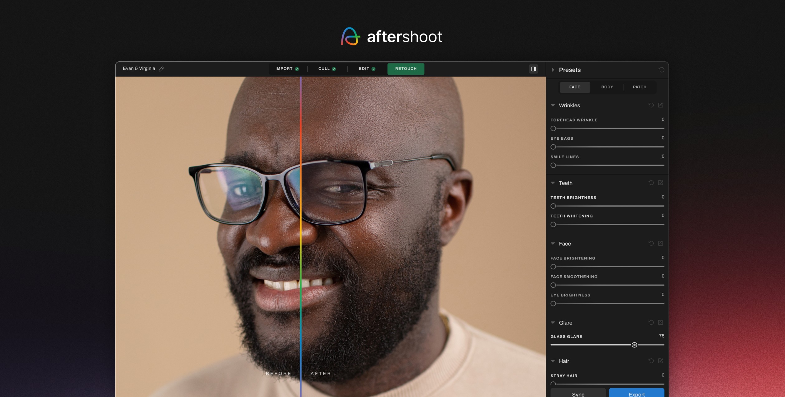Aftershoot AI Retouching Is Here! glare removal