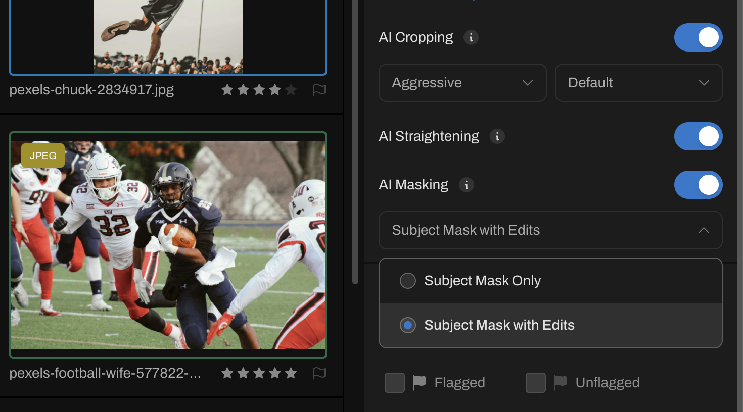 Master Sports Photo Editing: 9 Pro Tips That Actually Work Subject masking settings in Aftershoot for Sports photography editing