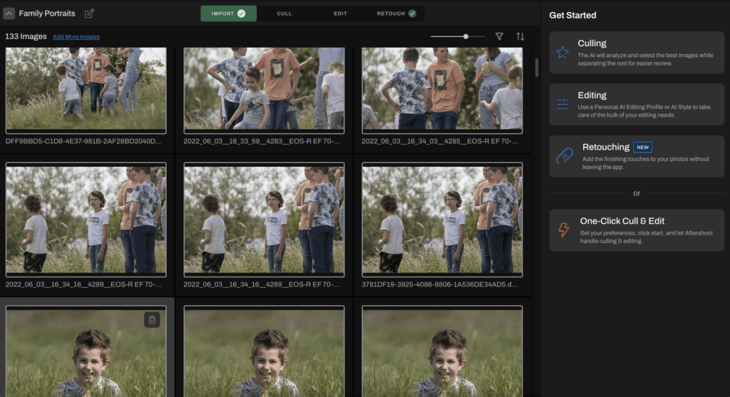 import your photos to Aftershoot