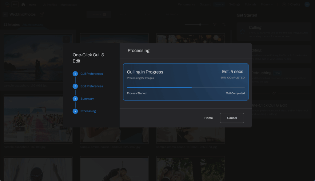 AI culling product workflow in Aftershoot