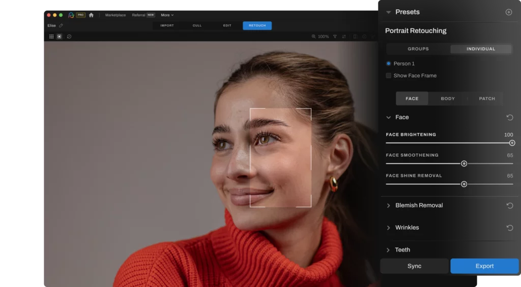 retouching with Aftershoot