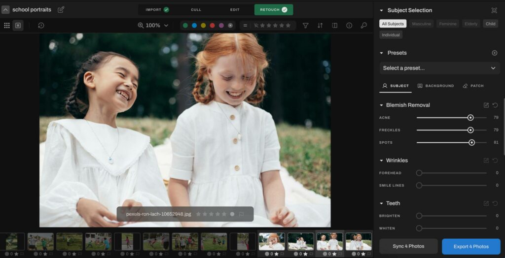 sync retouch settings for consistent photos with aftershoot
