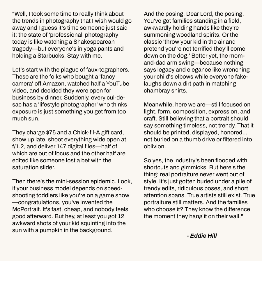 Eddie Hill's comment on overrated photography trends in 2025 