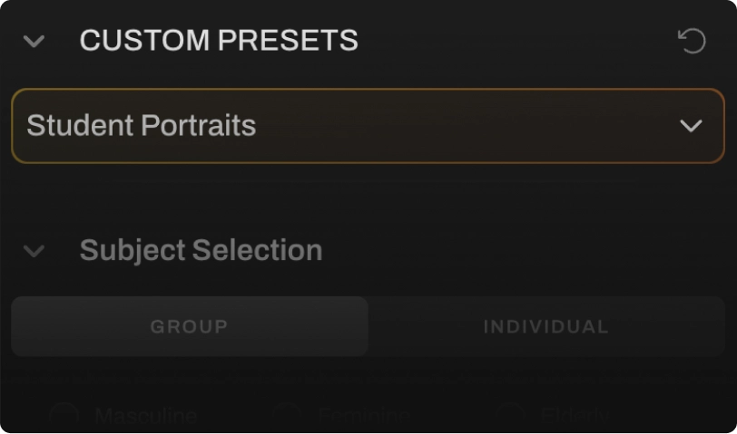 custom presets student portraits