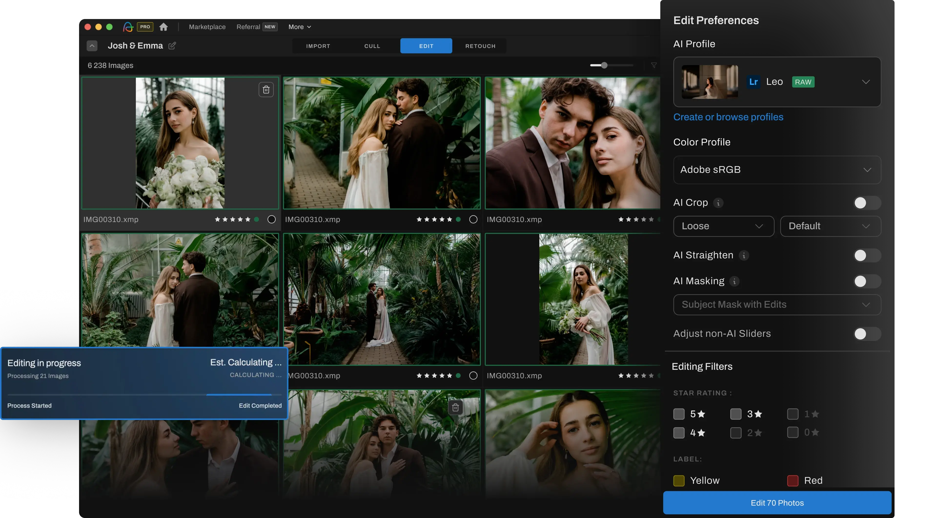 editing desktop aftershoot