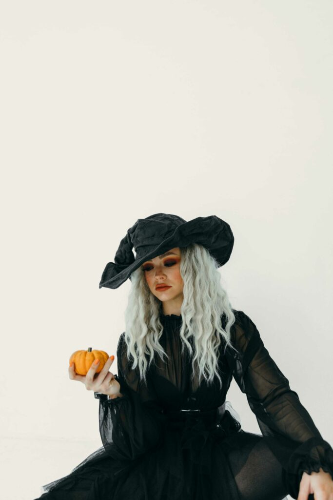 halloween photography having gothic witch look