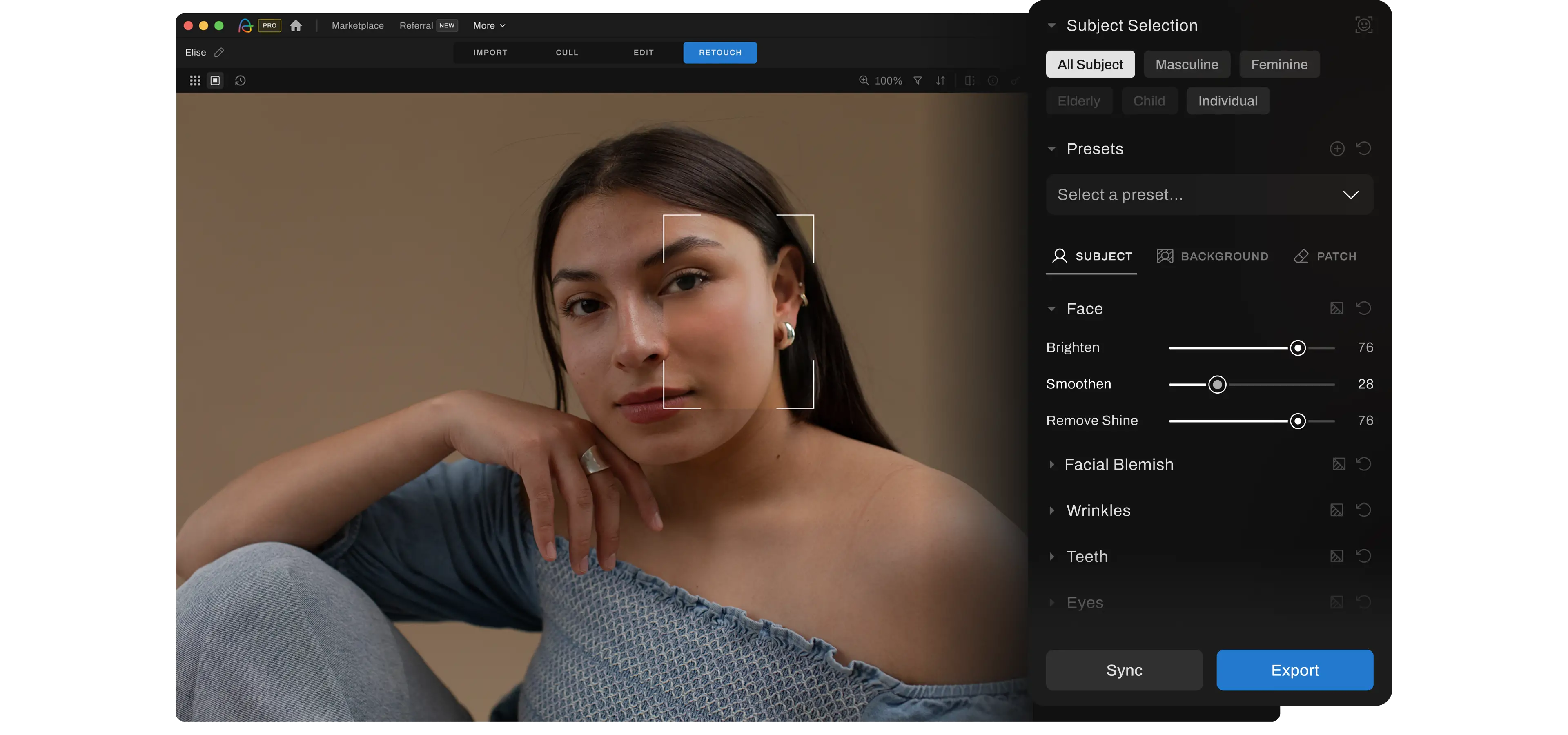Retouching Dashboard Aftershoot