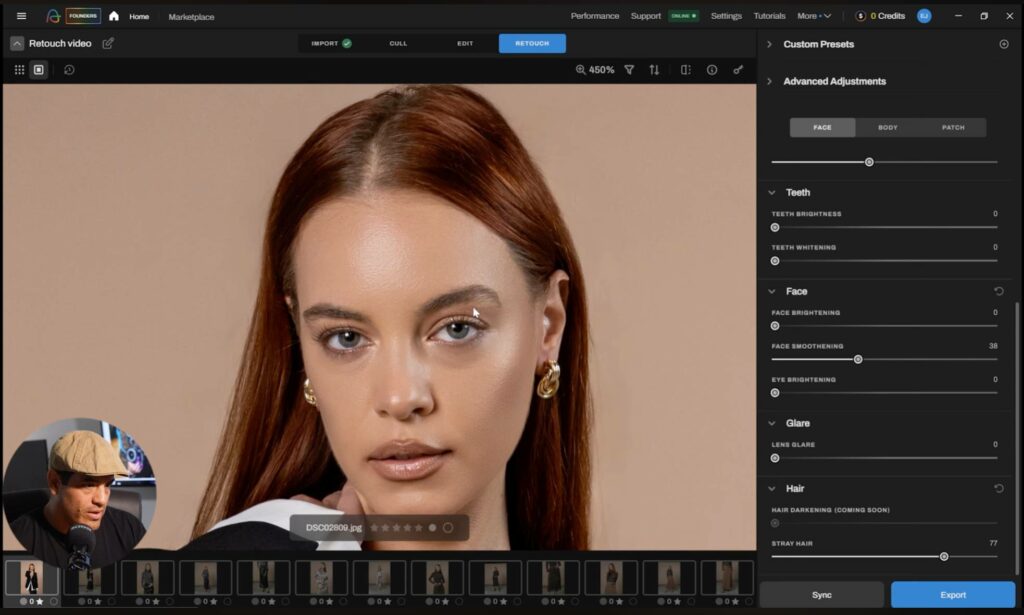 stray hair removal filter preset in Aftershoot AI 