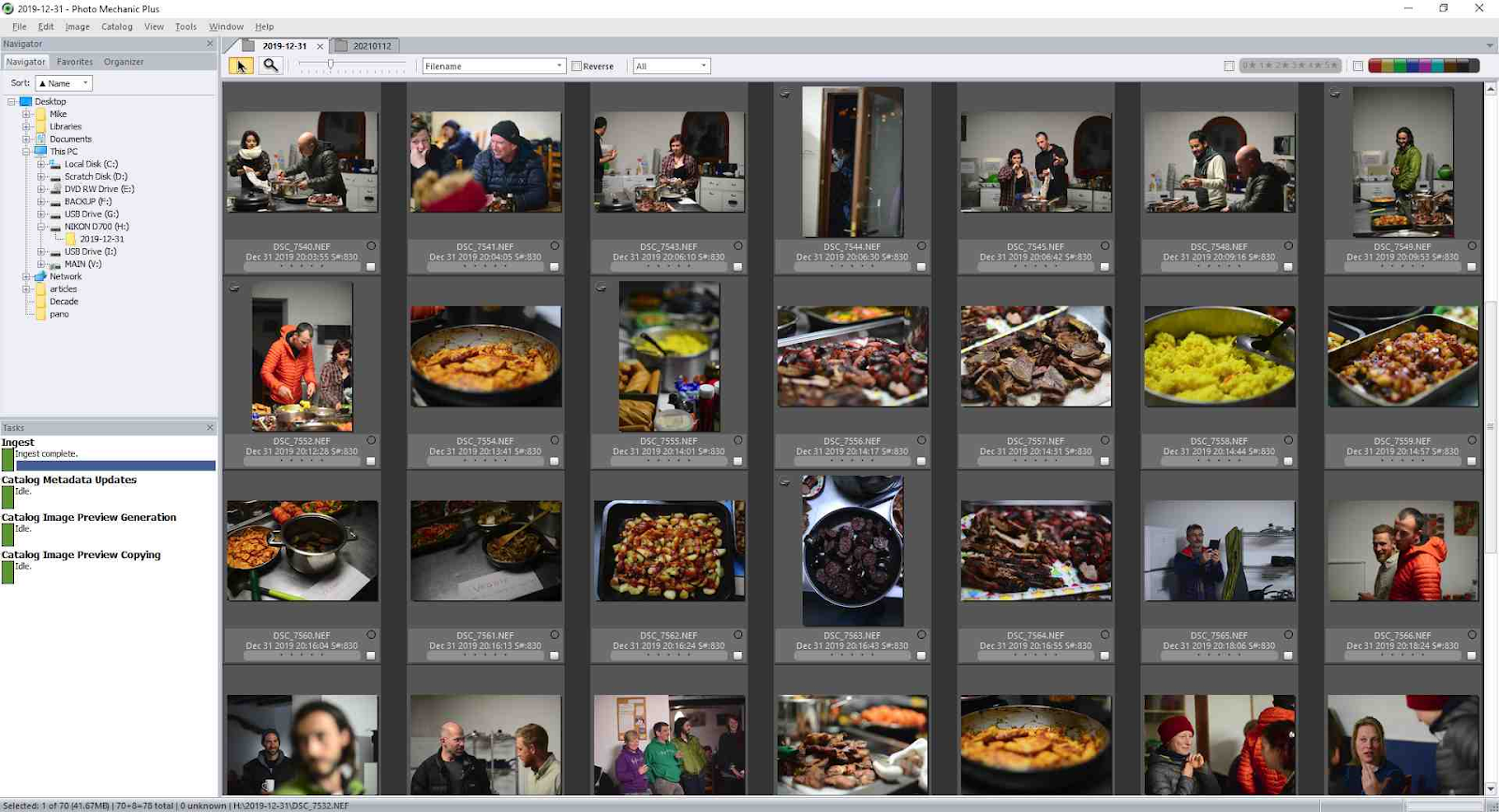 Photo Mechanic's culling software product screen